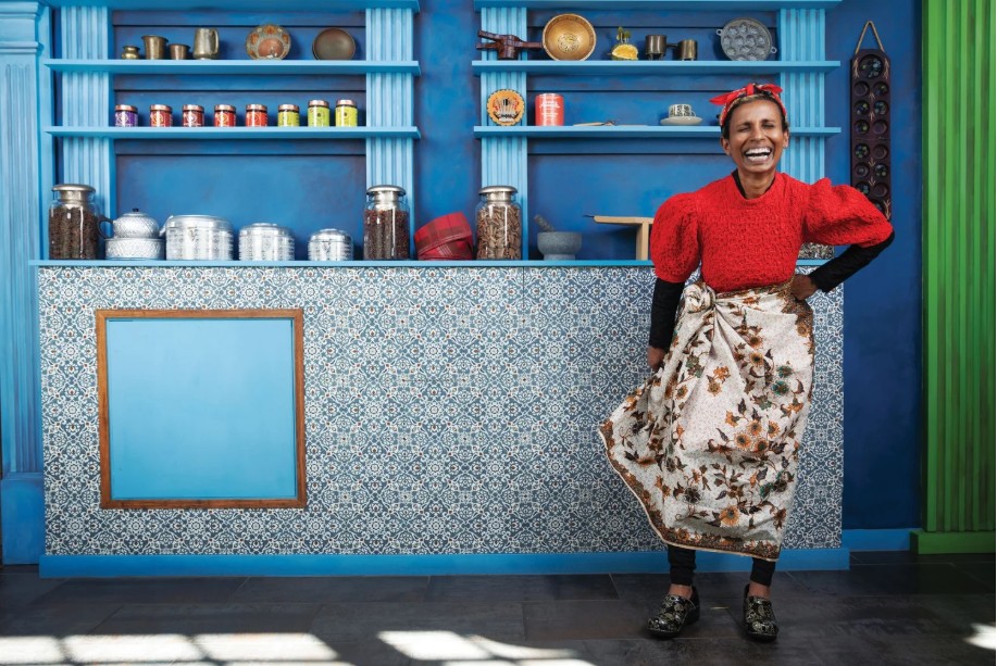 Azalina Eusope photographed for Edible San Francisco in her restaurant setting